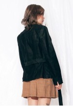 Vintage Leather Jacket 90s Y2K Suede Blazer Coat in Black