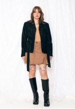 Vintage Leather Jacket 90s Y2K Suede Blazer Coat in Black
