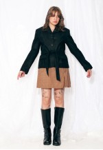 Vintage Leather Jacket 90s Y2K Suede Blazer Coat in Black