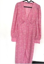 Vintage 70s Pink Floral Midi Dress - Small