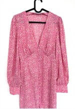 Vintage 70s Pink Floral Midi Dress - Small