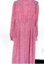 Vintage 70s Pink Floral Midi Dress - Small