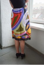 Vintage Black Top Abstract Print Midi Dress