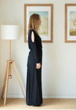 Black maxi long cut out sleeves dress