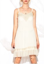 Vintage 50s Lace Slip Dress in Beige