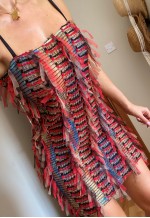 Fringed Textured Party Mini Dress