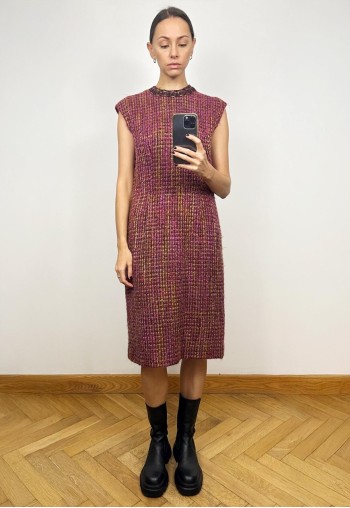 Vintage Pink Tweed Pencil Dress