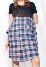 Vintage Shirt Dress Y2K Reworked One-off Grunge Midi