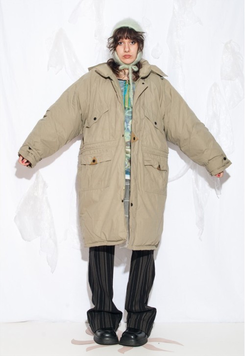 Vintage 90s Oversized Leather Down Puffer Coat