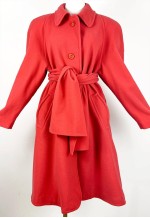 Vintage Coral Pink Wool Coat, Pure Wool Long winter coat