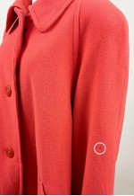 Vintage Coral Pink Wool Coat, Pure Wool Long winter coat
