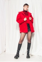 Vintage Coat 80s Warm Wool Winter Coat in Red