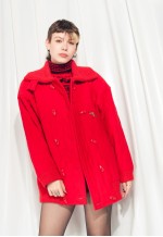Vintage Coat 80s Warm Wool Winter Coat in Red